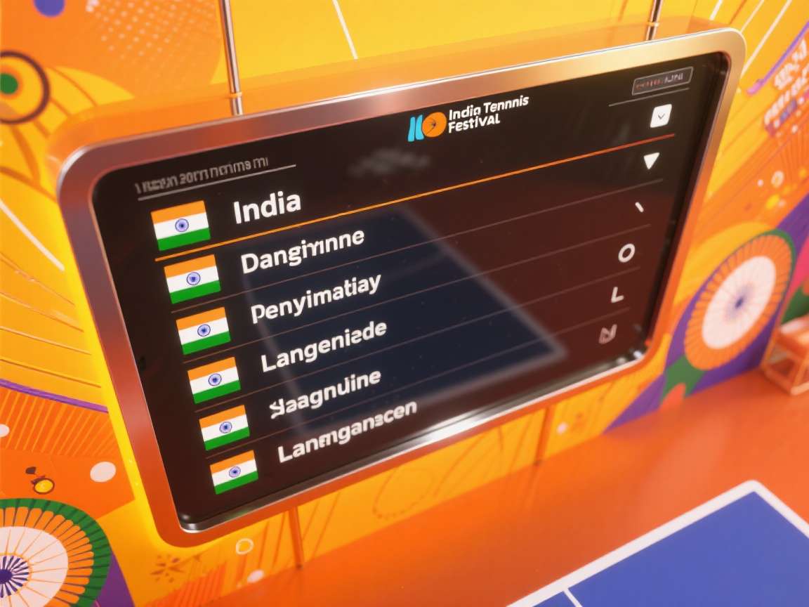 Indian Table Tennis Festival Language Options Language selection screen in Indian Table Tennis Festival showing various Indian languages