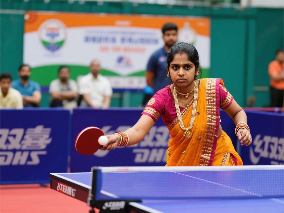Indian Table Tennis Festival Gameplay Screenshot of Indian Table Tennis Festival showing a player in traditional kurta playing table tennis