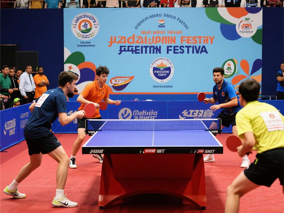 Indian Table Tennis Festival Multiplayer Multiplayer match in Indian Table Tennis Festival showing two players competing
